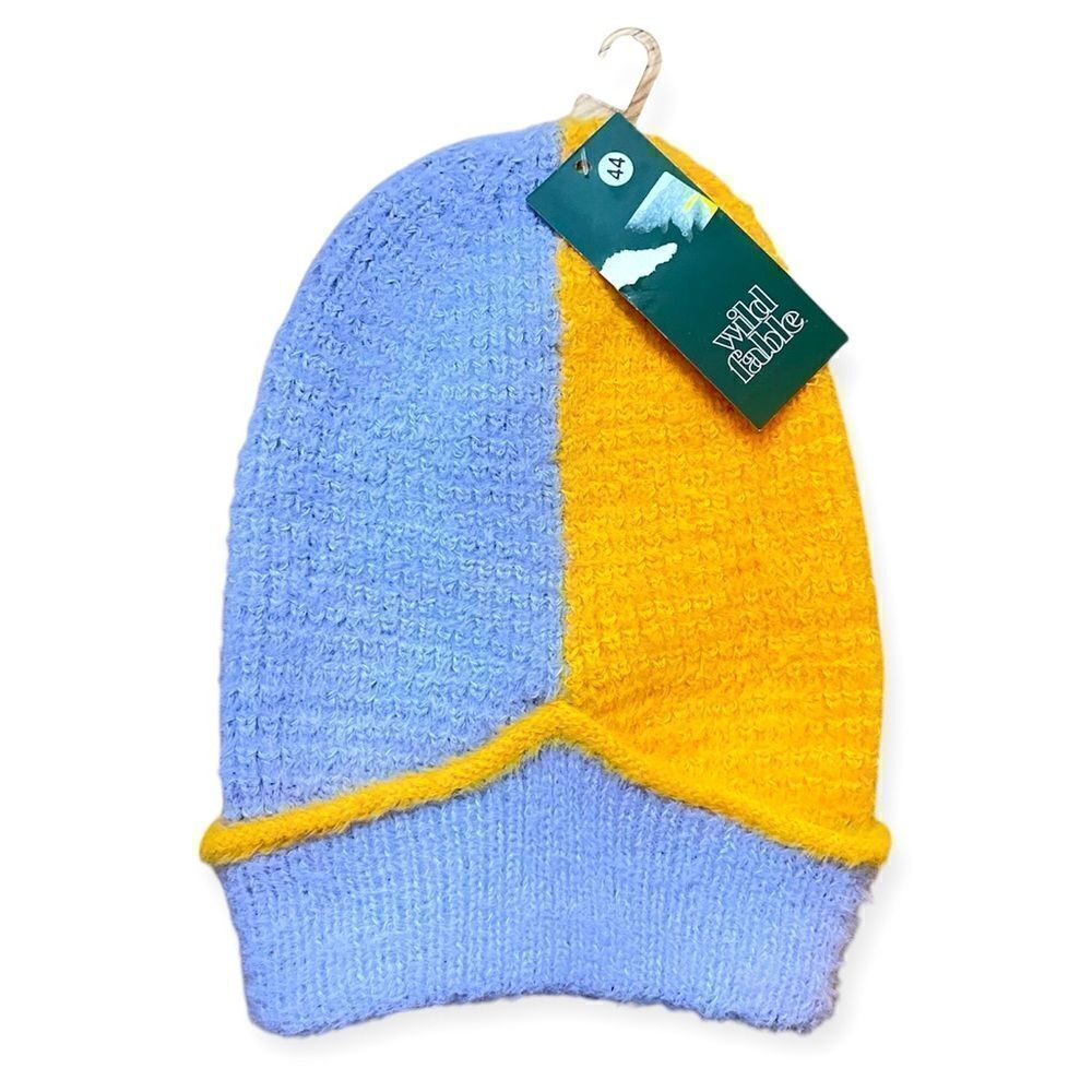 Wild Fable Women’s Purple Orange Colorblock Soft Knit Beanie Hat OS